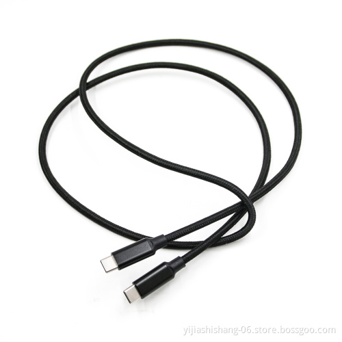 Yijiashishang 2020 Black Color Nylon Braided Type C to Type C Usb Charger Cable